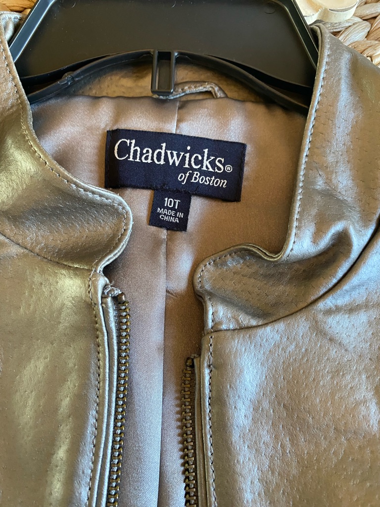 Nwt 10 Tall Chadwicks Silver/Pewter Metallic Leather Zip Jacket — image 5 of 7